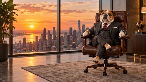 Digital artwork depicting 11 bulldog executive.