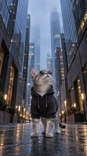 Digital artwork depicting 13 cat skyscrapers.