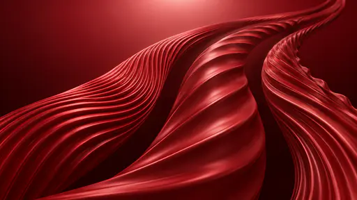 Digital artwork depicting 18 crimson fluid forms.