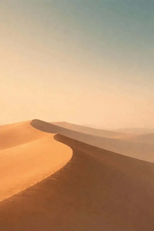 Vertical minimal desert landscape digital painting emphasizing smooth tonal transitions, simple dunes and open sky, composed for a 2:3 poster-cover aspect ratio.