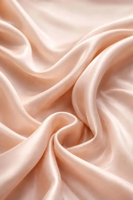Close-up macro photograph of ruffled fabric folds in soft peach and cream tones, composed for a vertical 2:3 wallpaper with gentle lighting and shallow depth for texture emphasis.