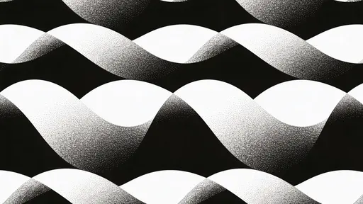 A seamless, monochrome halftone wave pattern in 16:9 framing, with flowing horizontal contours formed from fine dotted textures whose density shifts create depth and tactile restraint.