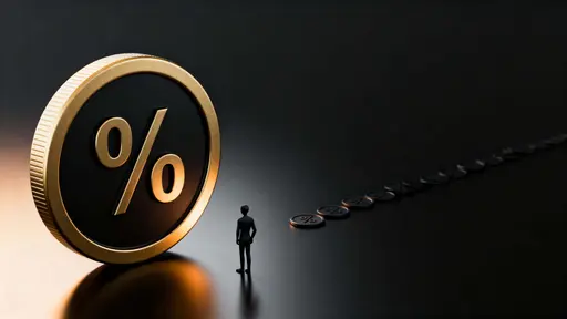 A matte black faceless figure stands contemplative beside a thick gold-edged token on a matte black floor, framed in expansive 16:9 negative space with warm rim lighting and minimal surroundings.