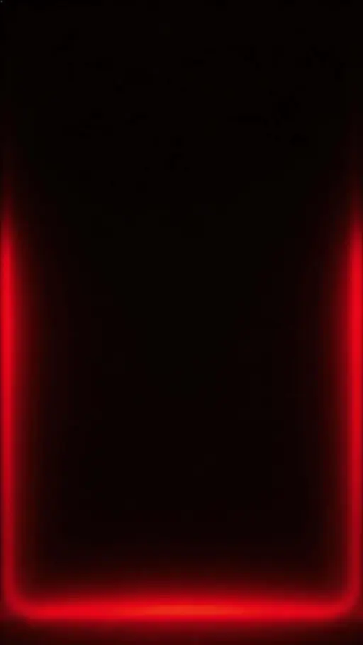 Cinematic 9:16 vertical wallpaper of a near-black background with a soft red neon rim glow at the edges, a clean smooth center, and the brightest glow kept below the upper third.