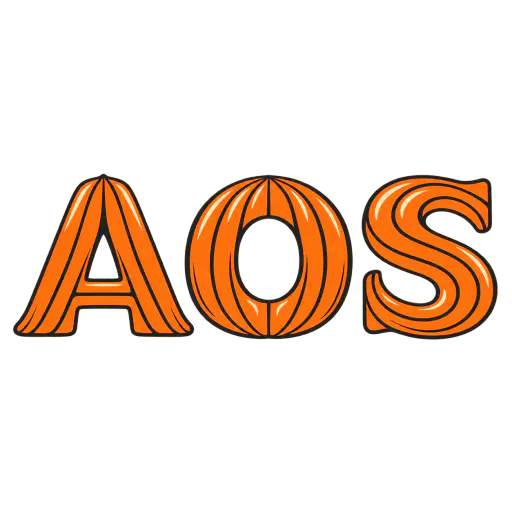 Three broad sample letter shapes, A, O and S, drawn in flat pumpkin orange with dark rib grooves following each form like the ribs of a pumpkin, standing in an evenly spaced row on transparency as a decorative alphabet style concept.