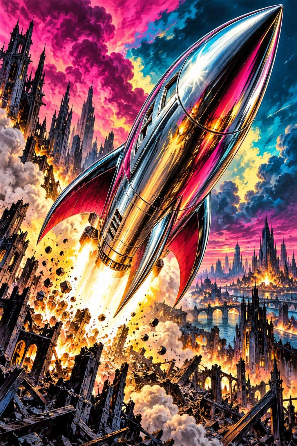 Airbrushed movie-poster ink, prompt only example