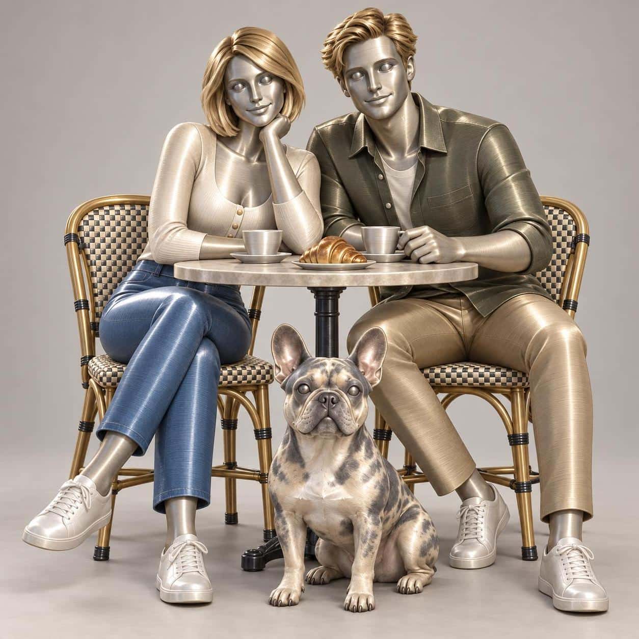 Directional brushed-metal rendering, style image + your photo example