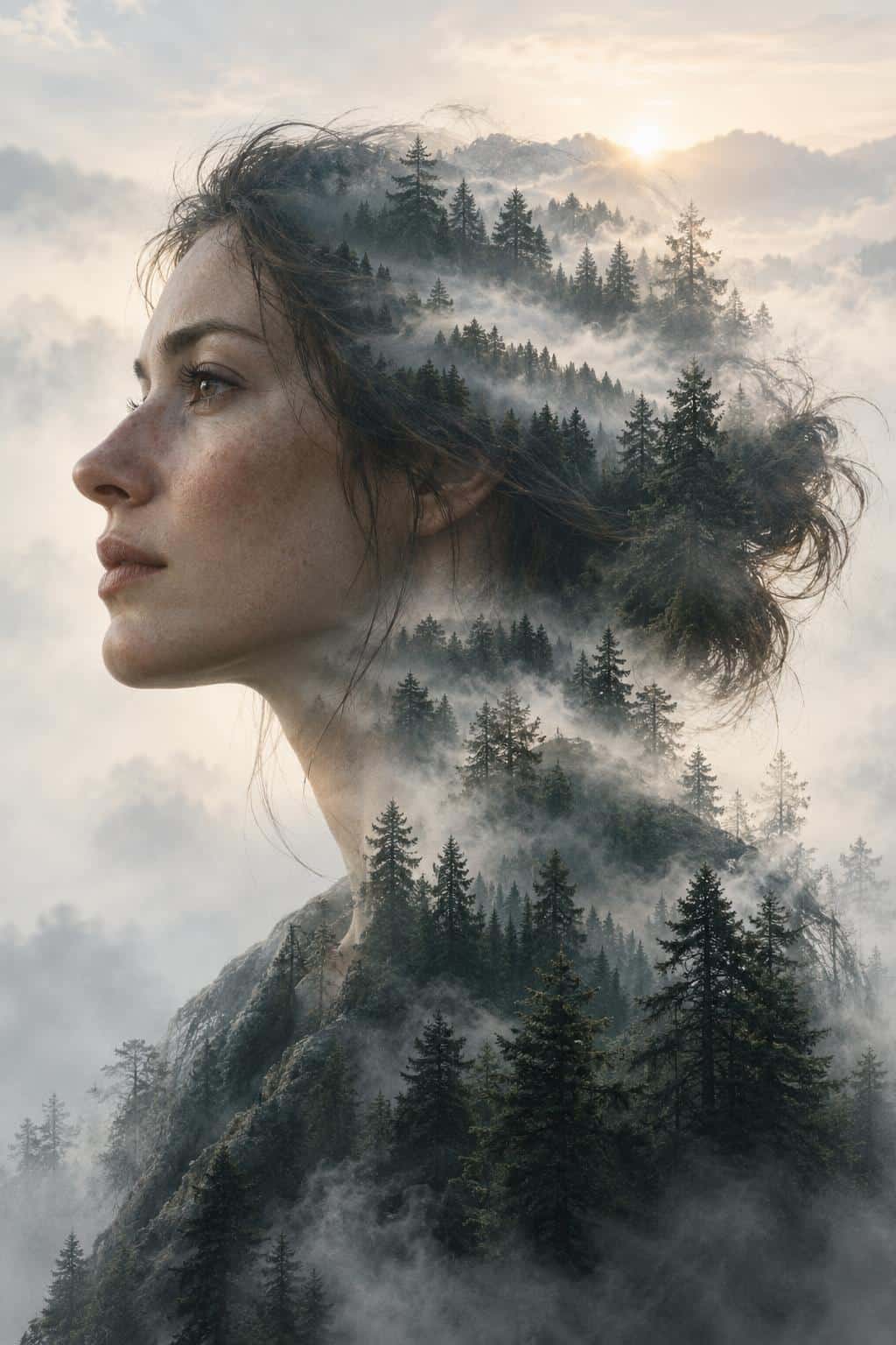 Double exposure, prompt only example