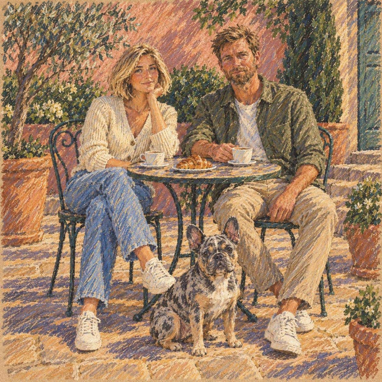 Hard-pastel hatch planes, style image + your photo example