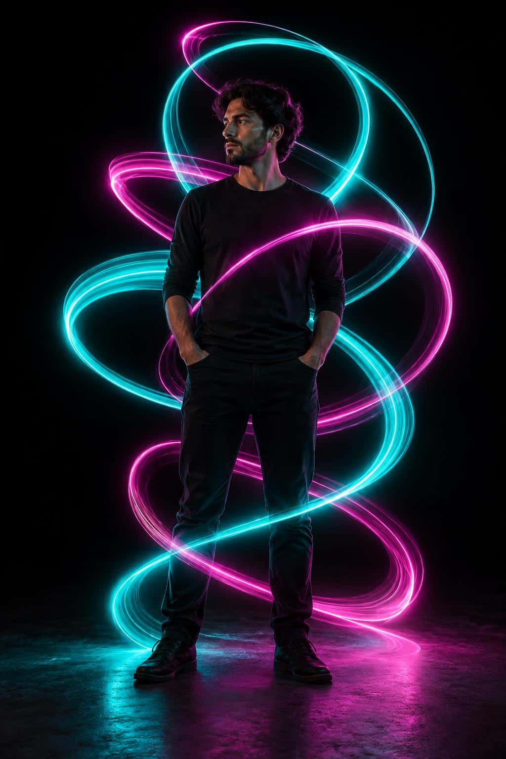 Light-calligraphy portrait, prompt only example