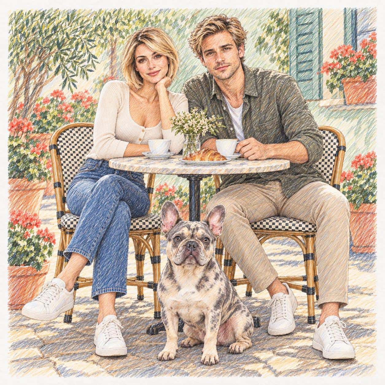 Open colored-pencil hatching, style image + your photo example
