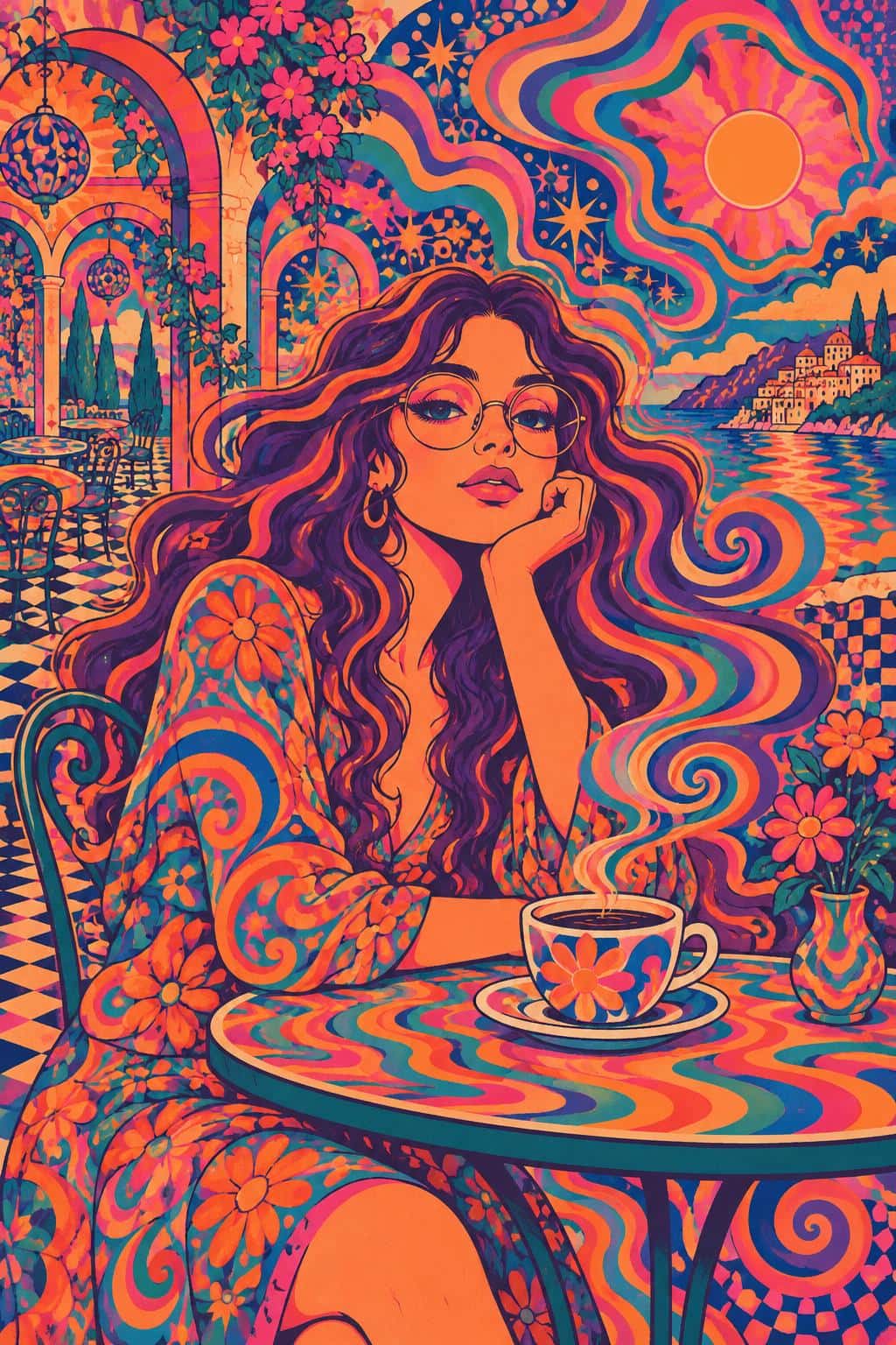 Psychedelic poster art, prompt only example
