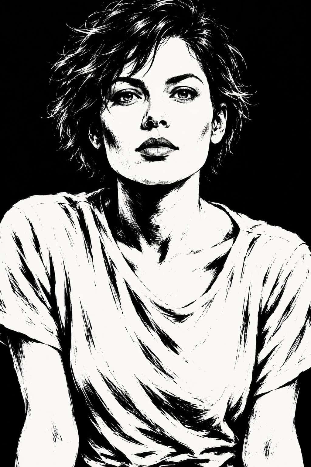 Scratchboard etching, prompt only example