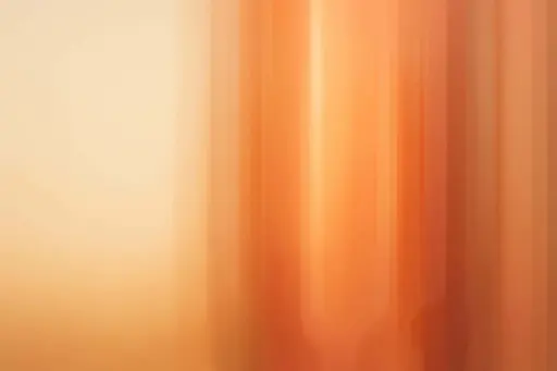 A 3:2 vertical abstract scene of softly blurred, translucent color columns in honey amber, soft coral and muted peach with layered depth, glossy vertical glints, and calm left negative space.