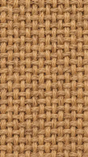 A tall illustrated pattern of woven jute in raw sienna and warm tan with every fibre drawn as a woven strand in an over under weave with a few loose fibres.